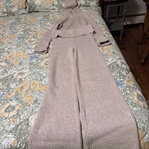 Cozy Ribbed Knit Hoodie and Pants Set